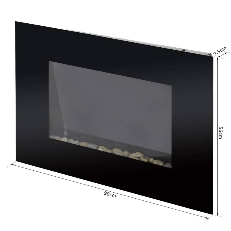HOMCOM Lareira Eléctrica de Parede 1000/2000W Comando a Distância 90x9.5x56cm