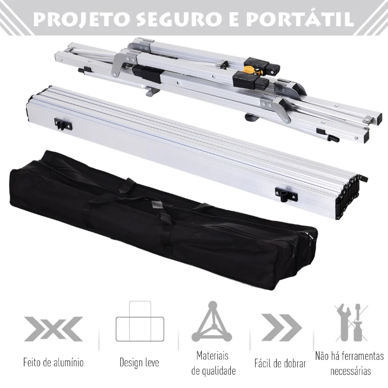 Outsunny Mesa de piquenique dobrável Mesa de camping de alumínio Altura regulável 90x53x45 / 65 cm Carga 30Kg