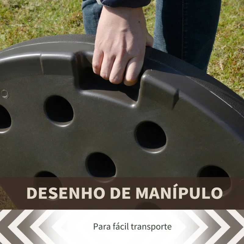Outsunny Base para Chapéu de Sol em 4 Partes Recarregável com Areia ou Água Desmontável para Jardim Pátio Ar Livre 100x100x10,5cm Marrom