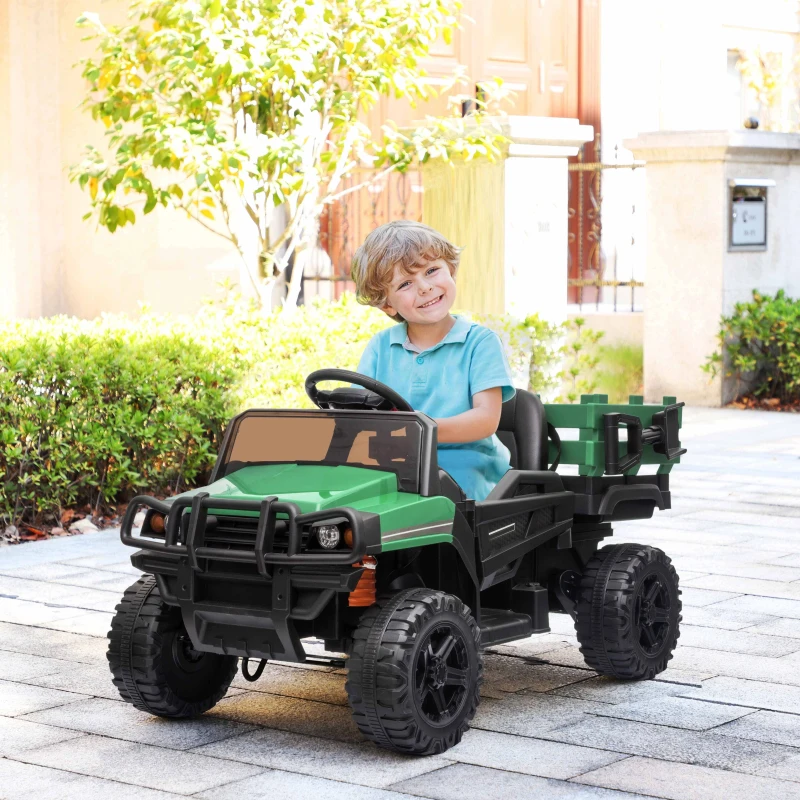 HOMCOM Carro elétrico para crianças acima de 3 anos SUV com 2 motores controle remoto Bateria recarregável de 2,4 GHz 120x67x65 cm Verde