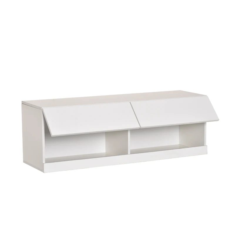 HOMCOM Móvel de parede para TV Armário suspenso com luzes LED com controle remoto 120x35x40,5 cm Carga 30 kg para sala de estar Quarto branco