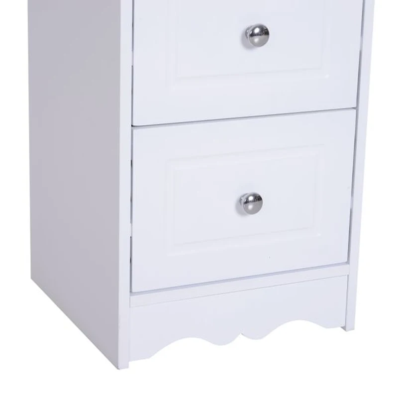 HOMCOM Armário Auxiliar Casa de Banho com 3 Gavetas Móvel de Armazenamento para Casa de Banho Dormitório 29,8x29,8x68,5 cm Branco