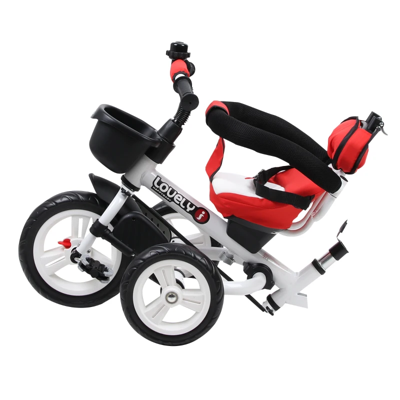 HOMCOM Triciclo para bebê acima de 18 meses 4 em 1 Evolutivo Giratório Brinquedo de Aprendizagem de Controle Parental 118x53x105 cm Vermelho