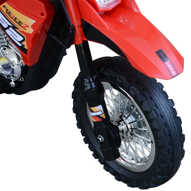 HOMCOM Mota Elétrica Infantil Motocicleta Elétrica para Crianças acima de 3 Anos com Luzes Música e Rodas de Apoio 109x52,2x70,5cm Vermelha