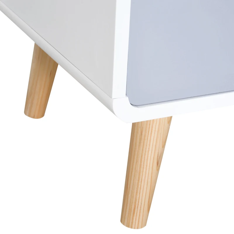 HOMCOM Mesa-de-cabeceira de Madeira com 1 Gaveta Cómoda Mesa Móvel Quarto Armário Muita Arrumação 40x38x50 cm Branco