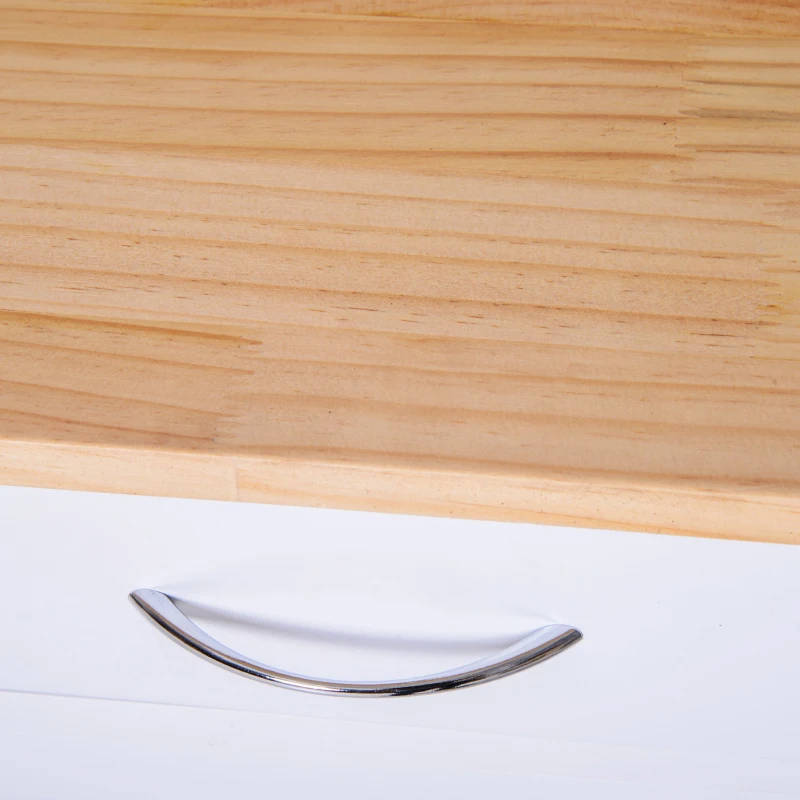 HOMCOM Carrinho de Cozinha Multiusos Carrinho Auxiliar com Rodas Prateleiras Armário e Gavetas para Cozinha 88,5x40x86cm Branco e Madeira Natural