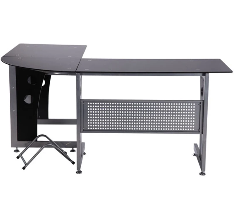 HomCom Secretária de Vidro para Computador de Canto em Forma de “L”