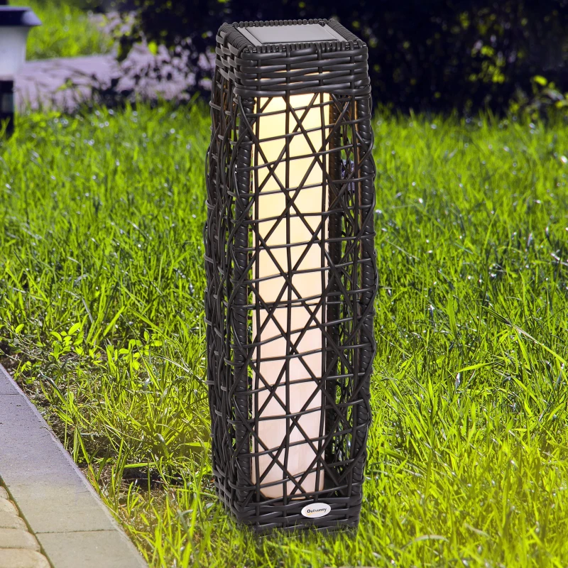 Outsunny Candeeiro de Pé VIME Luz LED Solar Ecológico para Interior Exterior Marco de Metal 19x19x68cm