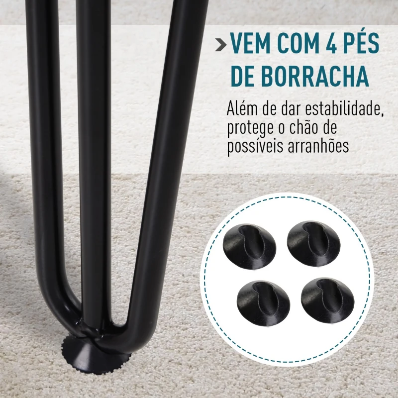 HOMCOM Pernas de mesa tipo pernas de garfo de 4 peças 3 hastes Pés de aço resistentes para móveis com protetores pretos Acessórios incluídos 12x12x71cm