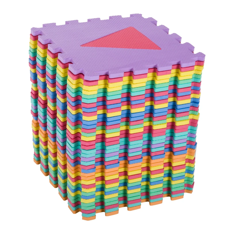 HOMCOM 36 peças Tapete Puzzle Infantil 31x31x1 cm com 18 figuras geométricas Tapete macio 3,24 ㎡ Multicor