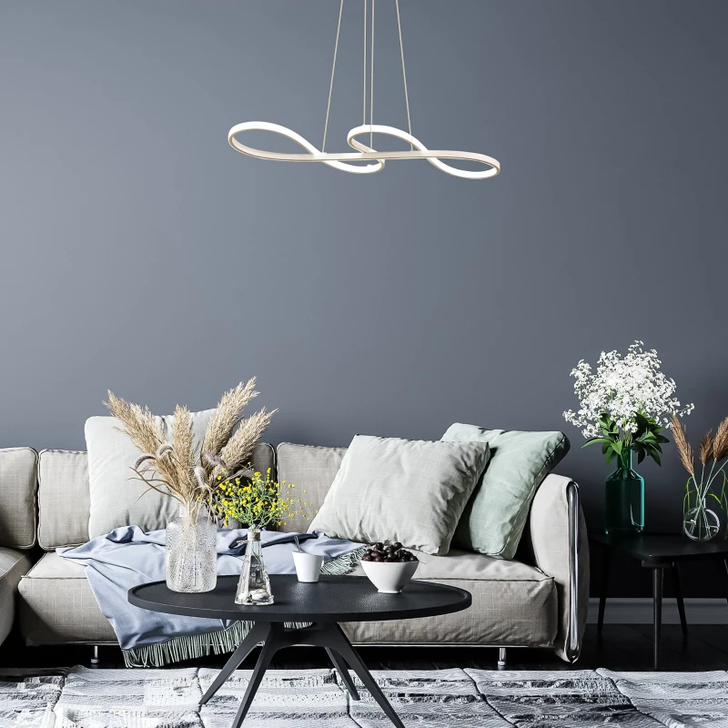 HOMCOM Candeeiro Suspenso de LED Moderno 70W Candeeiro de Teto com Altura Ajustável e Luz de 3 Cores 3000-6500K para Sala de Jantar Sala de Estar Dormitório 82x32x100cm Branco