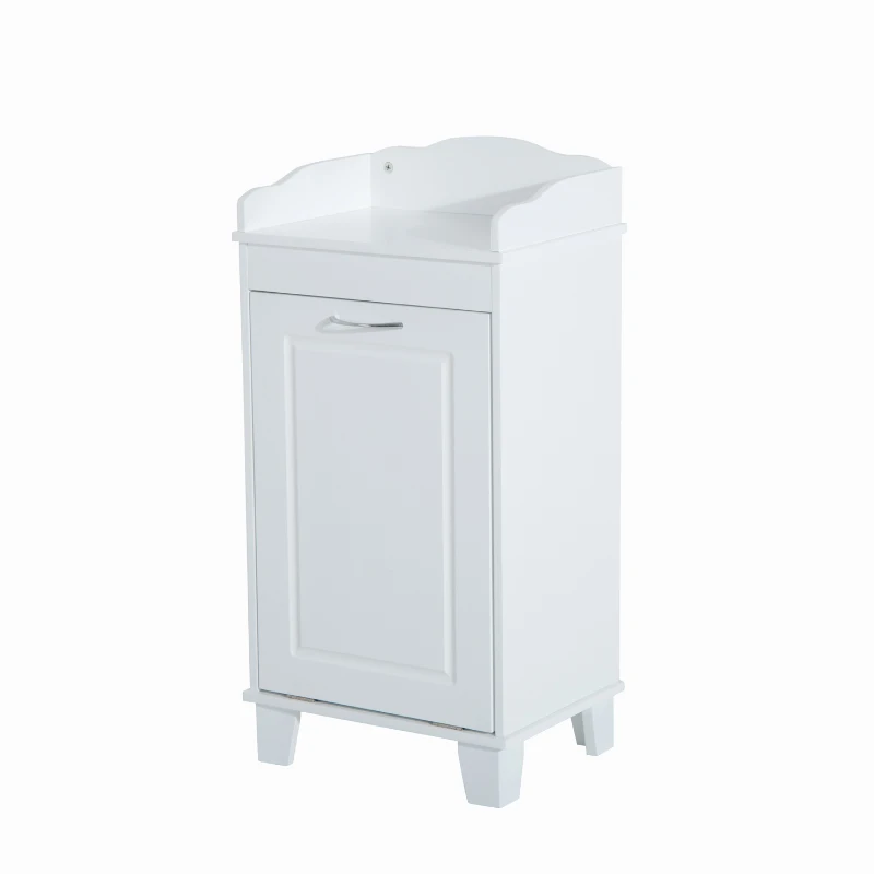 HomCom Armário para Casa de Banho, com Prateleira, Cesto para Roupa Suja - Cor: Branco - 40x30x79 cm