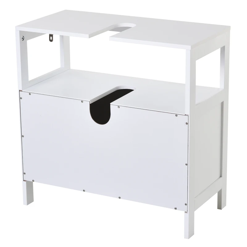 Kleankin Armário Sob Lavatório com Prateleira Anti-Inclinação 60x30x60 cm Branco