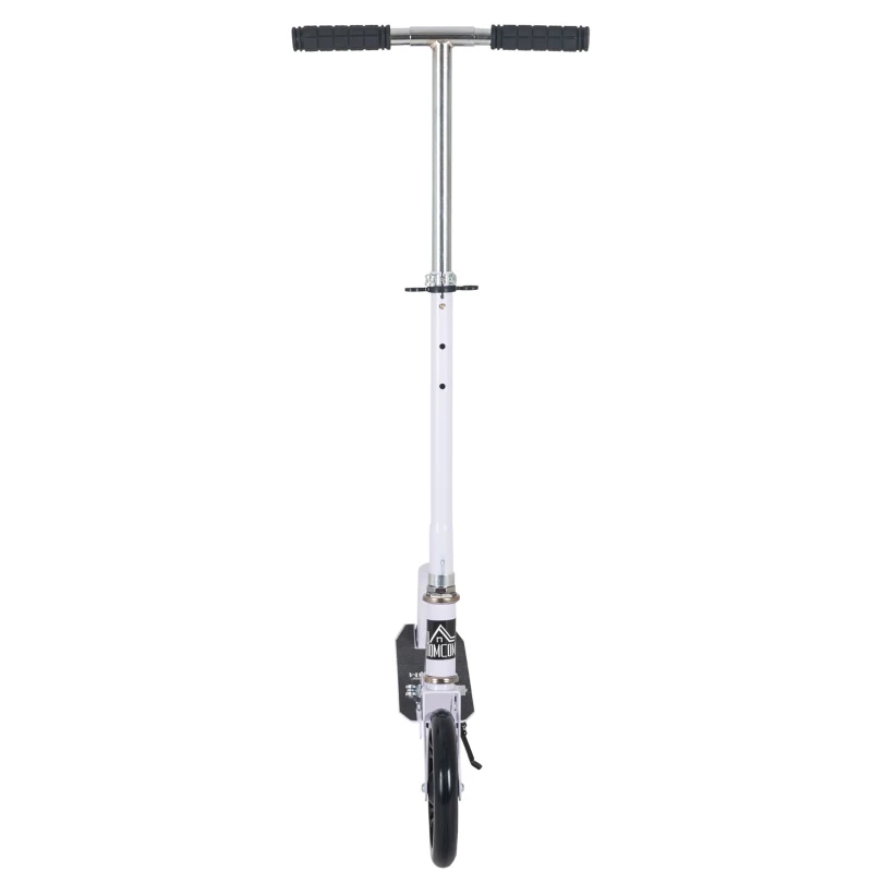 HOMCOM Trotinete Dobrável para Crianças de 7 a 14 Anos Trotinete Infantil com Guiador Ajustável em 4 Níveis e Travão 88x37x75-100cm Branco