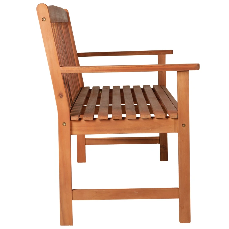 Outsunny Banco de Jardim de Madeira de Acácia Banco Clássico para Jardim com Desenho de Ripas para Exterior Varanda Pátio 145x66x89cm