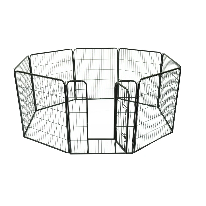 PawHut Parque para Animais de Estimação dobrável com 8 Cercas Porta e Trava Dupla  80x100 cm Preto