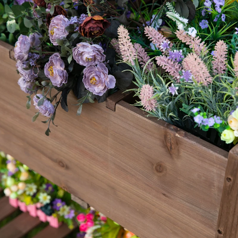 Outsunny Horta Vertical com Prateleira Horta Elevada de Madeira Maciça para Cultivo de Flores Verduras Ervas 123x54x74cm Marrom