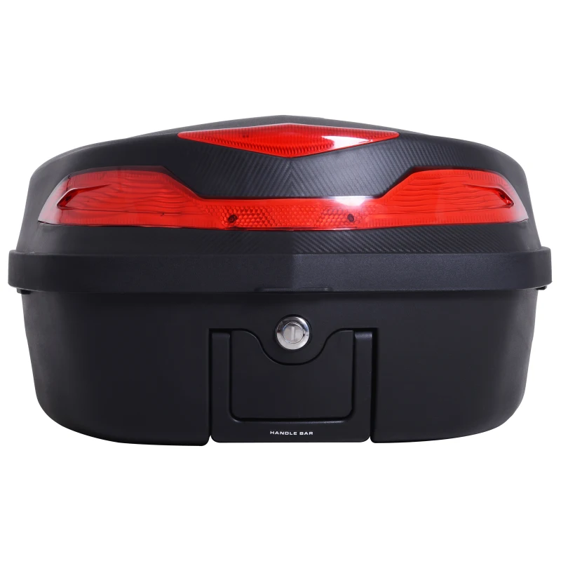 HOMCOM Mala para Motocicleta Mala para Mota Capacidade de 48L com Fechadura e 2 Chaves 56,5x44x32 cm Preto e Vermelho