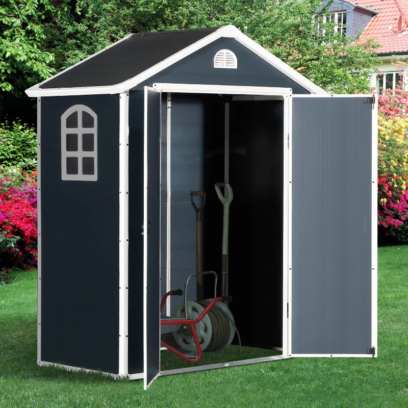 Outsunny Abrigo de jardim Porta dupla grelha de Ventilação Janela 190x104x226cm