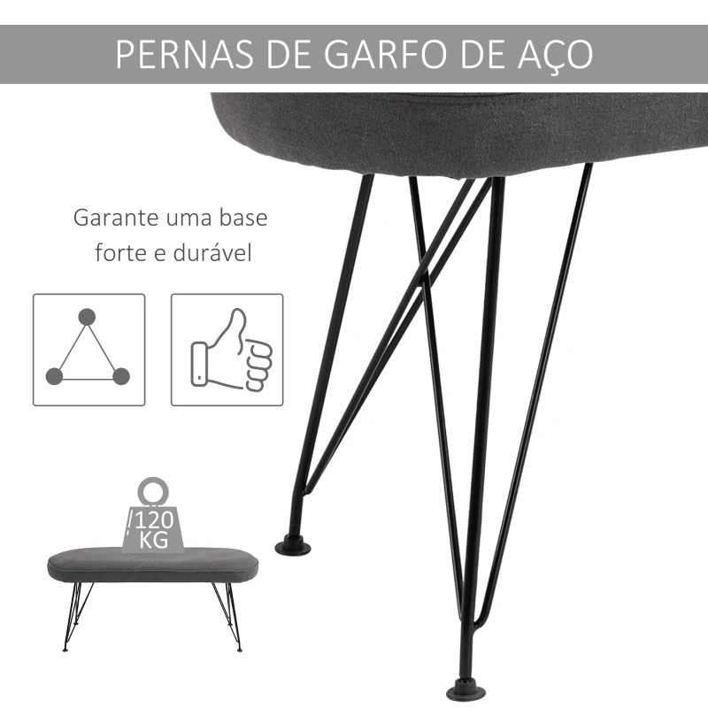 HOMCOM Banco de cama otomano Banqueta Sofá acolchoado com pernas de metal em grampo 106x35x45 cm cinza