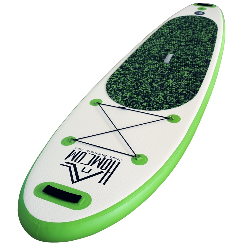 HOMCOM Prancha de Paddle Surf com Remo Ajustável 160-210cm Barbatana Removível Bolsa de Transporte Bomba de Insuflar 305x76x10cm Verde