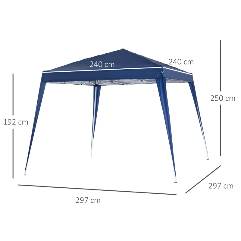 Outsunny Tenda Dobrável Tenda com Desenho Pop Up para Jardim Campismo Festas Eventos Aço e Oxford 297x297x250 cm Azul