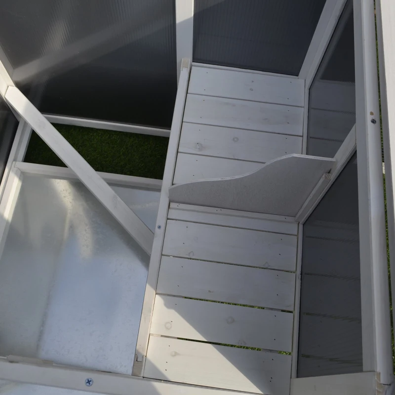 Pawhut Galinheiro Exterior Madeira Integrada Bandeja Casa para Galinhas Gaiola para Pequenos Animais Frango 160x75x80 cm Cinza