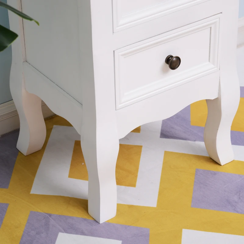 HomCom Mesa de cabeceira de madeira   com 2 gavetas Mobília do quarto 34.7x30x49cm Branco