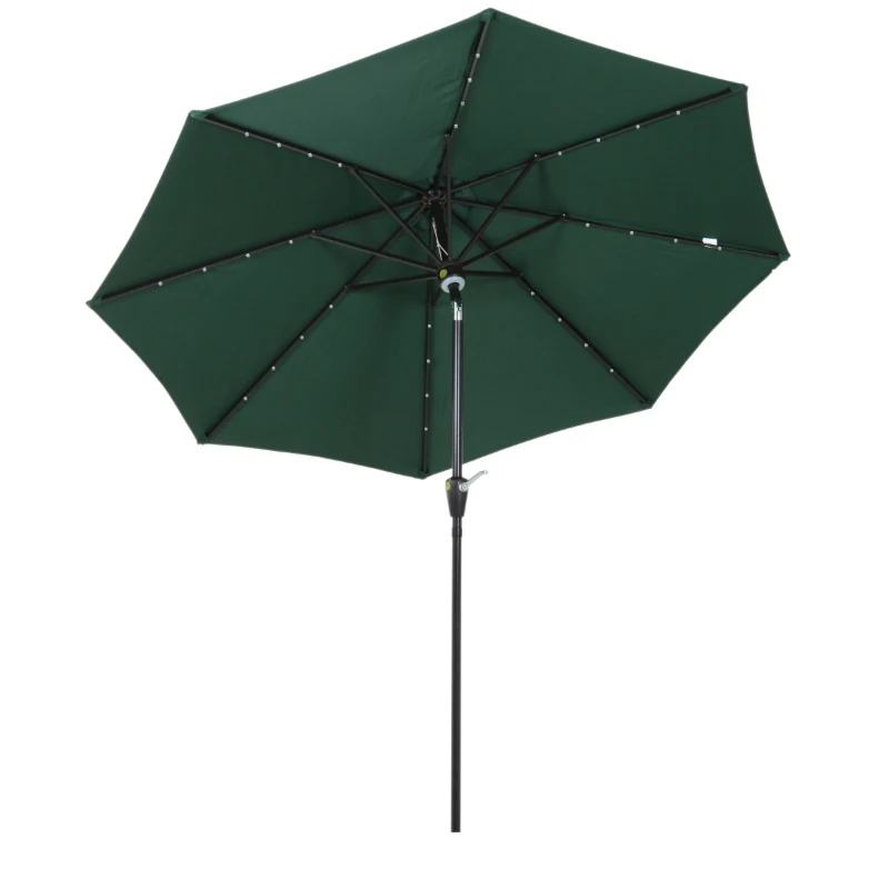 Guarda-sol reclinável com luz LED e orador - cor verde escuro - alumínio - 752.75x2.33m