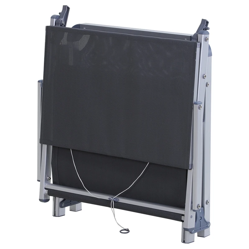 Outsunny Espreguiçadeira Dobrável e Reclinável com Toldo Ajustável em Ângulo Espreguiçadeira para Jardim Terraço Campismo Exterior 169x72x55-72cm Cinza