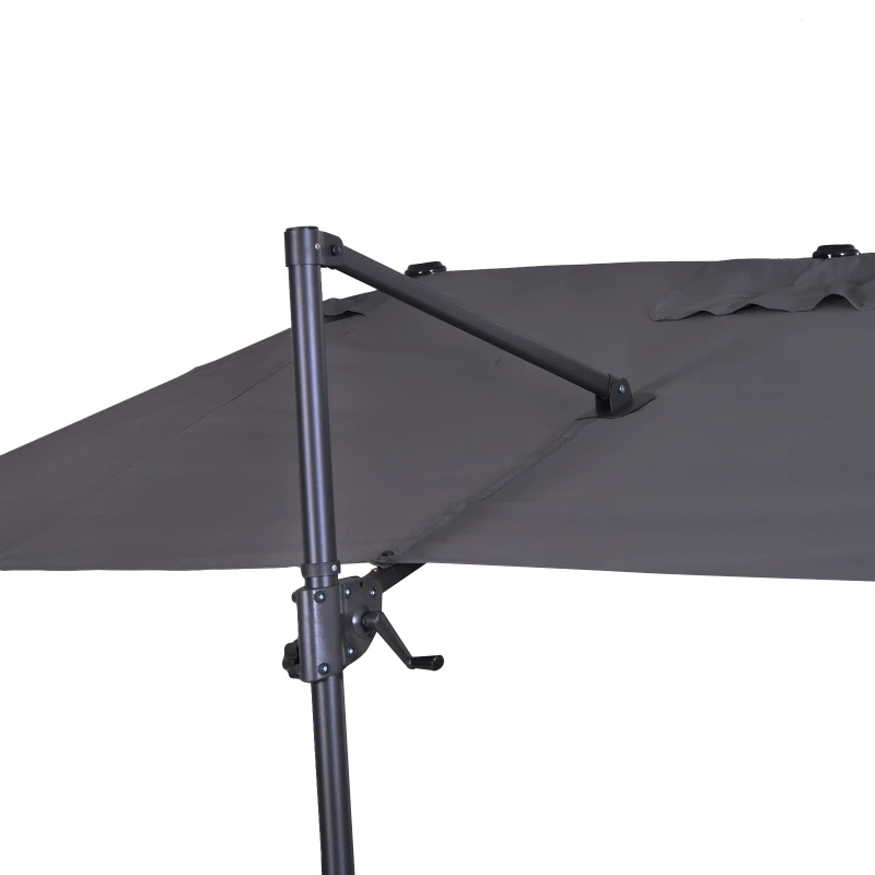 Outsunny Chapéu de Sol Duplo Inclinável para Jardim Terraço Chapéu de Sol Excêntrico à Manivela com 12 Hastes de Aço 270x440x250cm Cinza