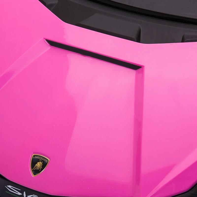 HOMCOM Carro Elétrico Lamborghini SIAN 12V para Crianças de 3-8 anos com Controle Remoto Abertura da Porta Música MP3 USB e Faróis 108x62x40cm Rosa
