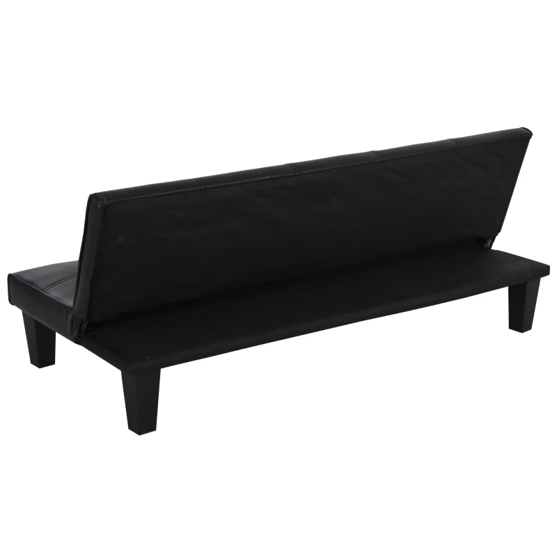 HOMCOM Sofá Cama de 3 Lugares sem Apoio para os Braços com Estrutura Resistente Pés Elevados Assento Acolchoado 165x75,5x70cm Preto