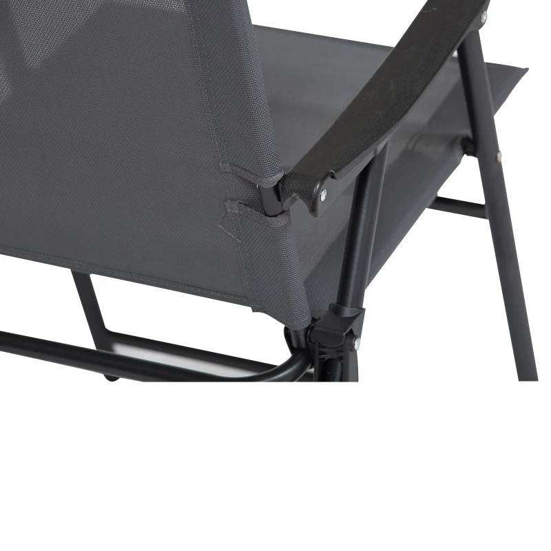 Outsunny Conjunto de jantar de jardim de 5 peças Cadeiras e mesas dobráveis com orifício para guarda-sol cinza e preto