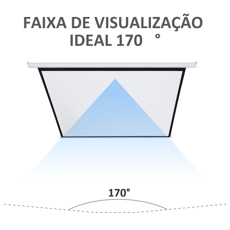 HOMCOM Tela de Projeção Elétrica Portátil Universal 84" 4:3 com Controlo Remoto Suspensa na Parede 171x130 cm Branco