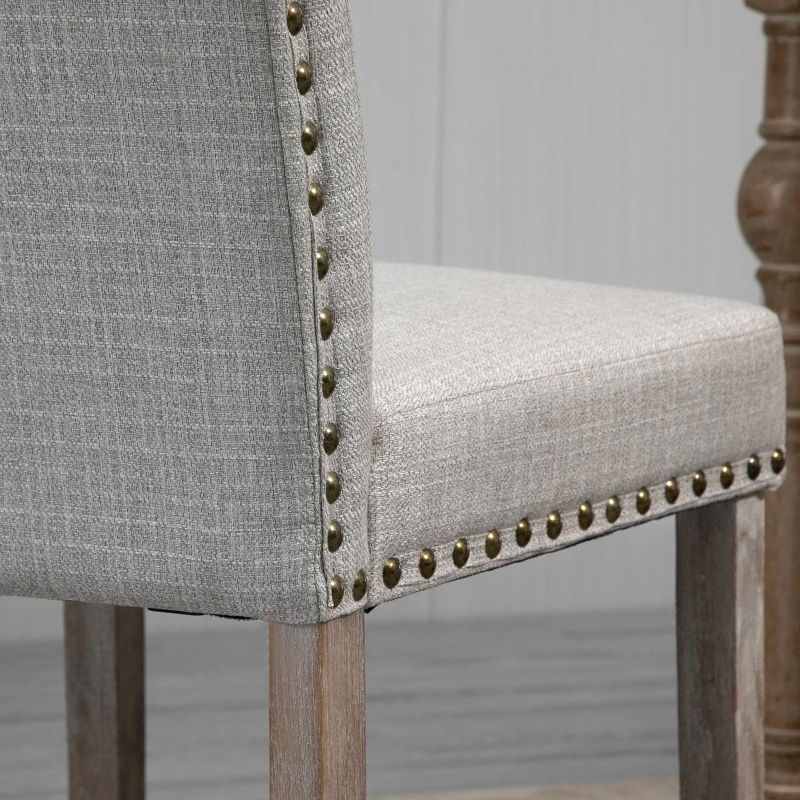 HOMCOM Conjunto de 2 cadeiras de jantar Com encosto de rebite alto e pernas de madeira  51x64x99,5 cm cinza