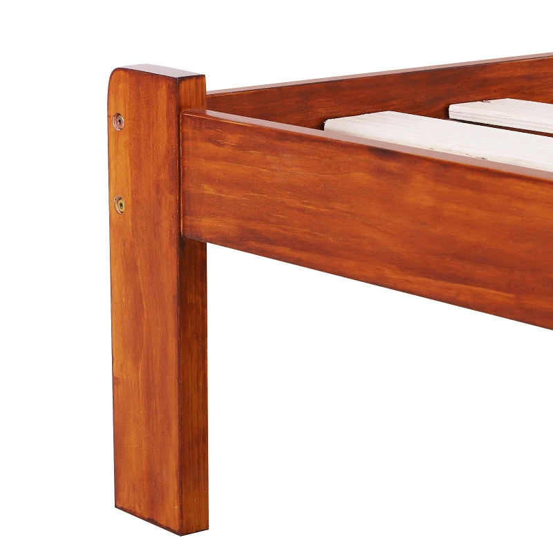 HOMCOM Quadro da cama de casal da madeira de pinho para a carga 250kg 139.3x195.5cm