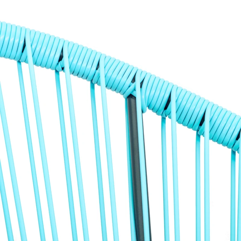 Outsunny Conjunto de 2 Cadeiras de Jardim Acapulco de Vime Forma Oval com Encosto Alto para Interior Exterior 73x77x87 cm Turquesa