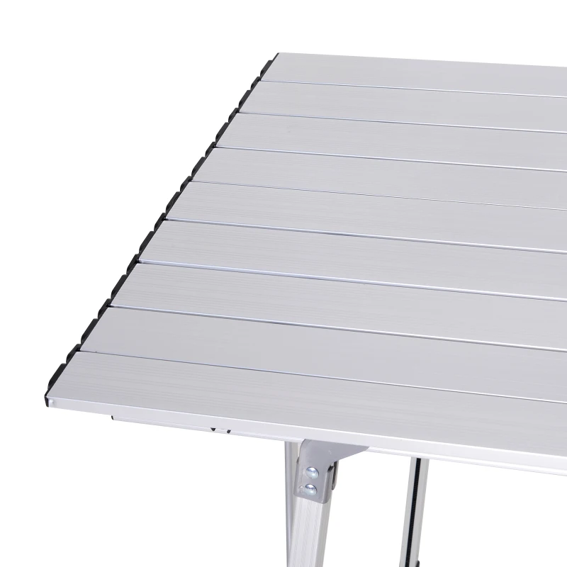 Outsunny Mesa de piquenique dobrável Mesa de camping de alumínio Altura regulável 90x53x45 / 65 cm Carga 30Kg