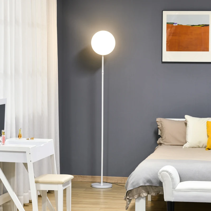 HOMCOM Candeeiro de Pé LED 18W/1800 lm com 3 Brilhos Ajustáveis Ecrã Giratório e Base de Metal Candeeiro de Leitura Moderno para Sala de Estar Dormitório Ø28x171,5cm Branco