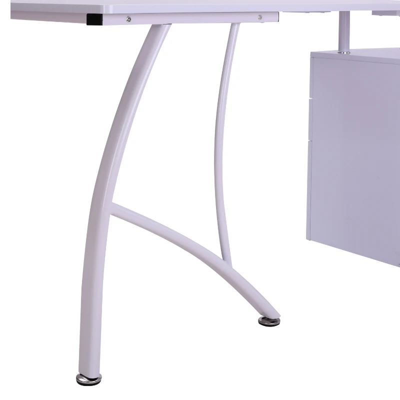 HomCom Secretária para Computador com Gavetas - Cor: Branco - 151,5x143,5x76 cm