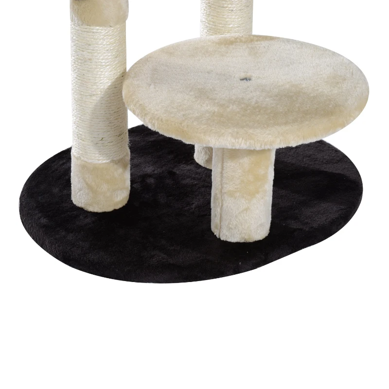 PawHut Arranhador Gato Creme e Preto Peluche 50 x 40 x 98 cm