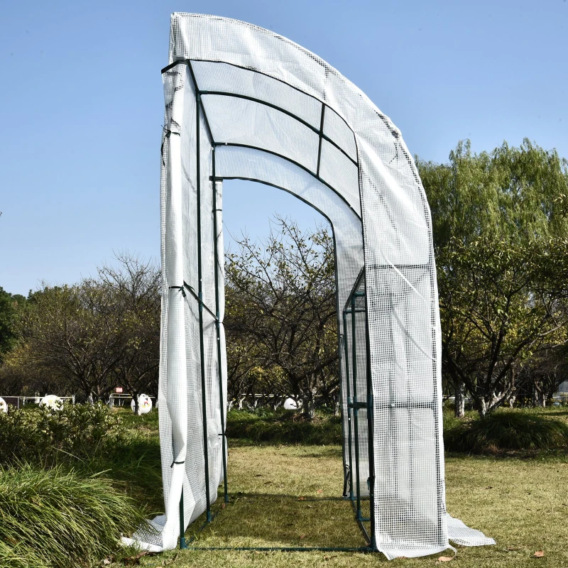 Outsunny Estufa com prateleiras portas e janela colocar na parede 200x100x215 cm Branco