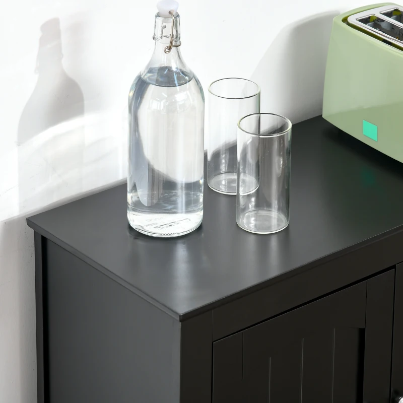 HOMCOM Aparador de Cozinha Móvel Auxiliar de Armazenamento com 2 Portas e Prateleiras Ajustáveis para Sala de Estar Entrada 70x30x90cm Preto