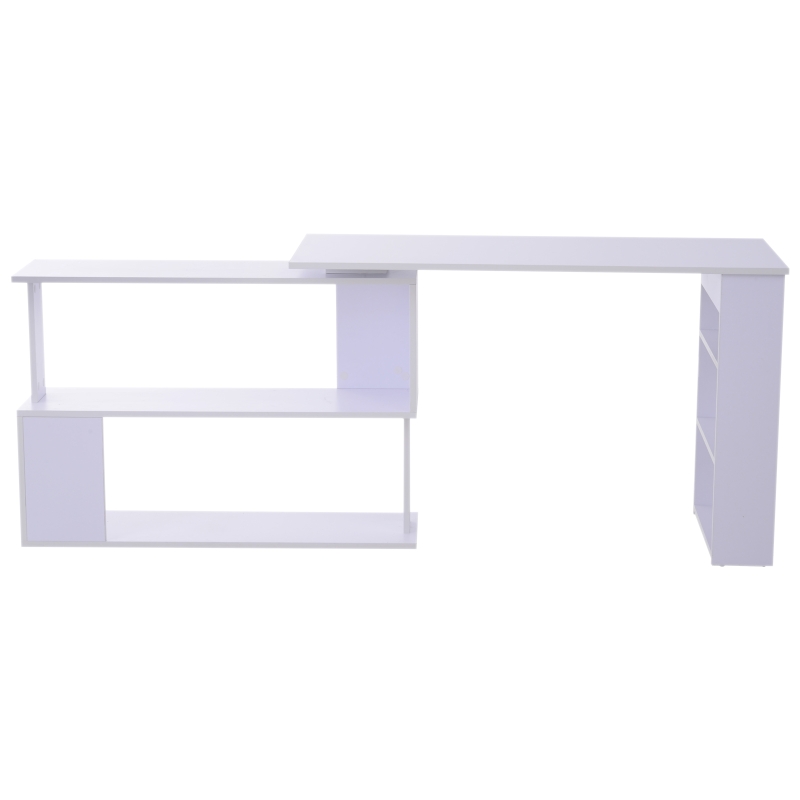 HOMCOM Secretária com Estantes Mesa de escritório 5 Prateleiras 120x110x74cm Branco