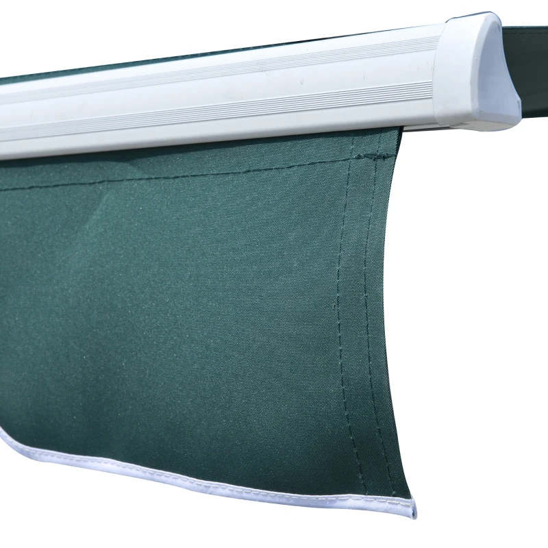 Outsunny Toldo retrátil manual 250x200cm com manivela de alumínio Proteção solar ângulo ajustável para portas janelas varanda Verde escuro