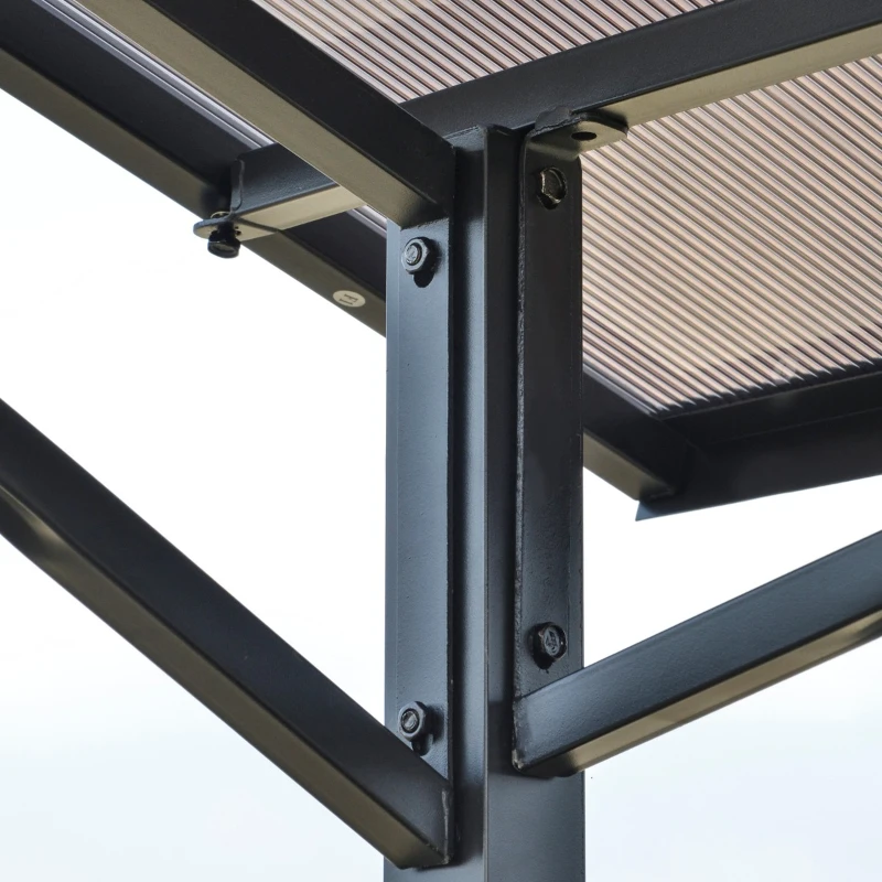 Outsunny Pergola para Churrasqueira 246x149x230 cm de alumínio com 2 Prateleiras para Jardim Preto