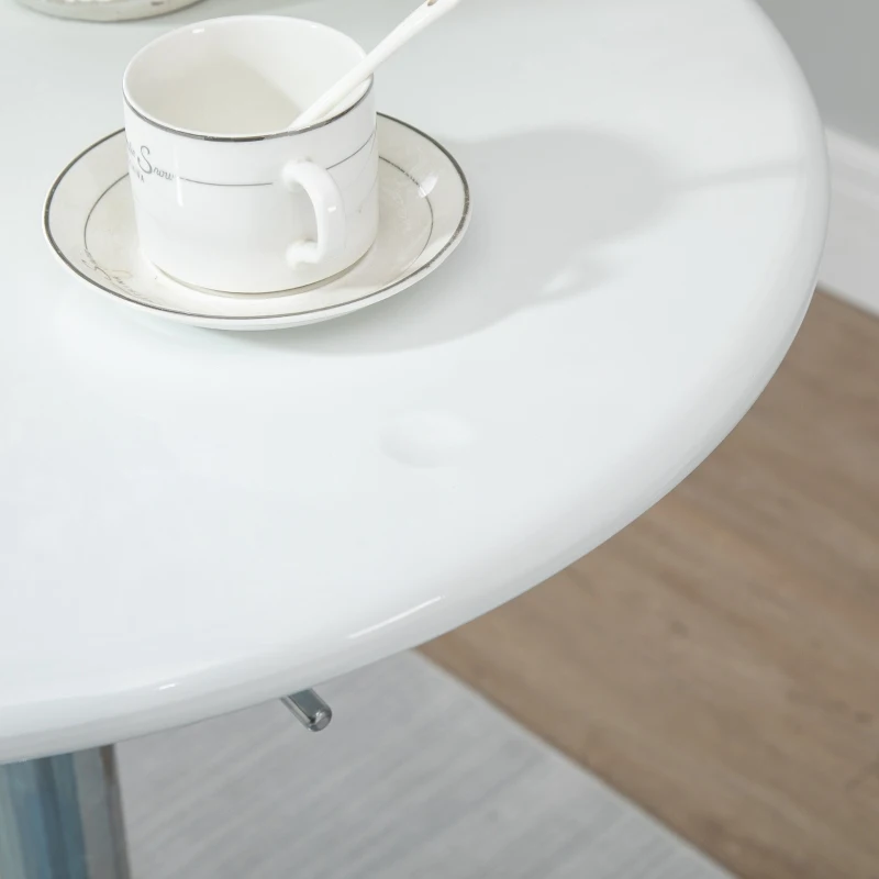 HOMCOM Mesa de Bar com Altura Regulável Giratória 360° com Base Redonda Mesa Alta de Aço Moderna para Cozinha Sala de Jantar Cafeteria 61x61x76-97cm Branco