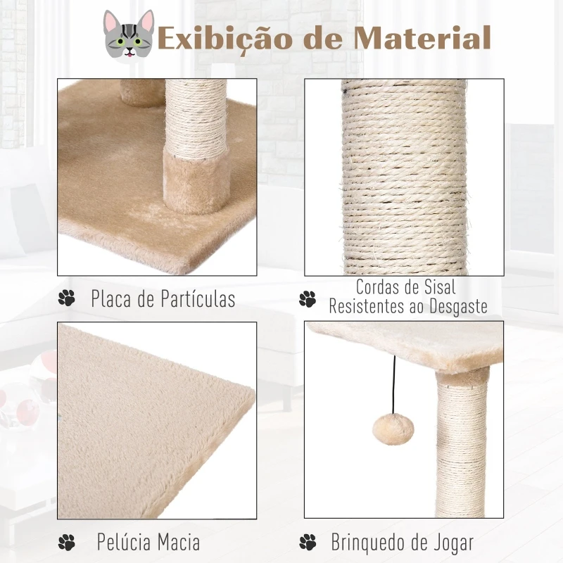 PawHut Árvore Raspador para Gatos Caverna Brinquedo Suspenso e Rampa 40x40x98 cm