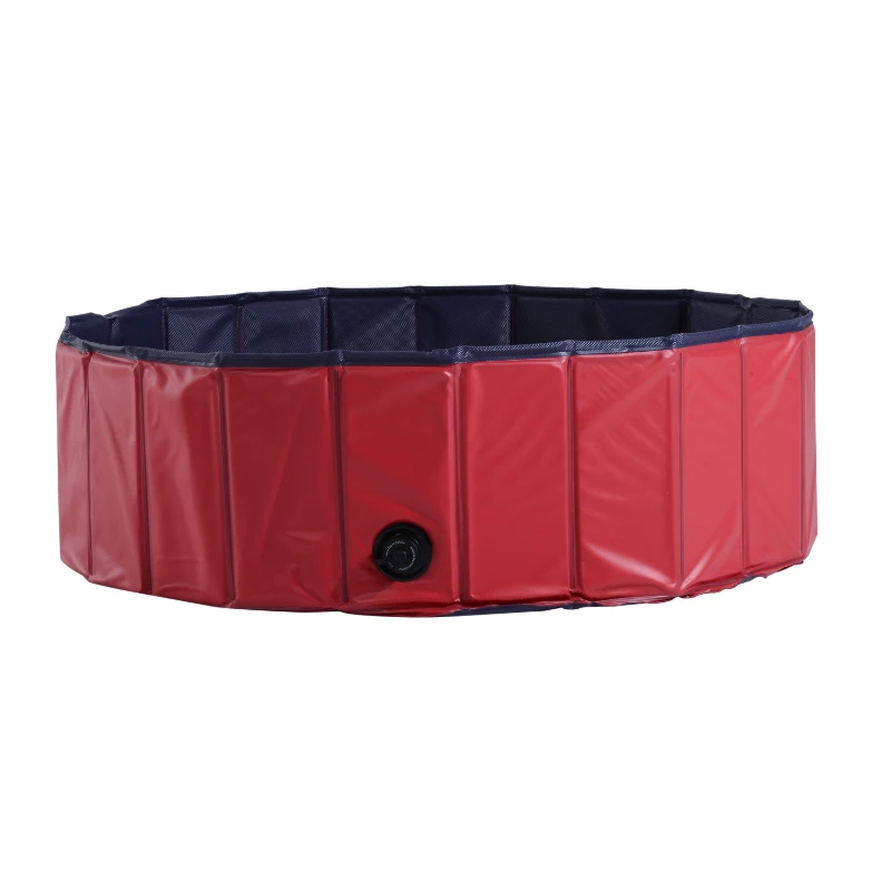 PawHut Piscina para Animais De estimação Φ100x30cm dobrável Vermelho